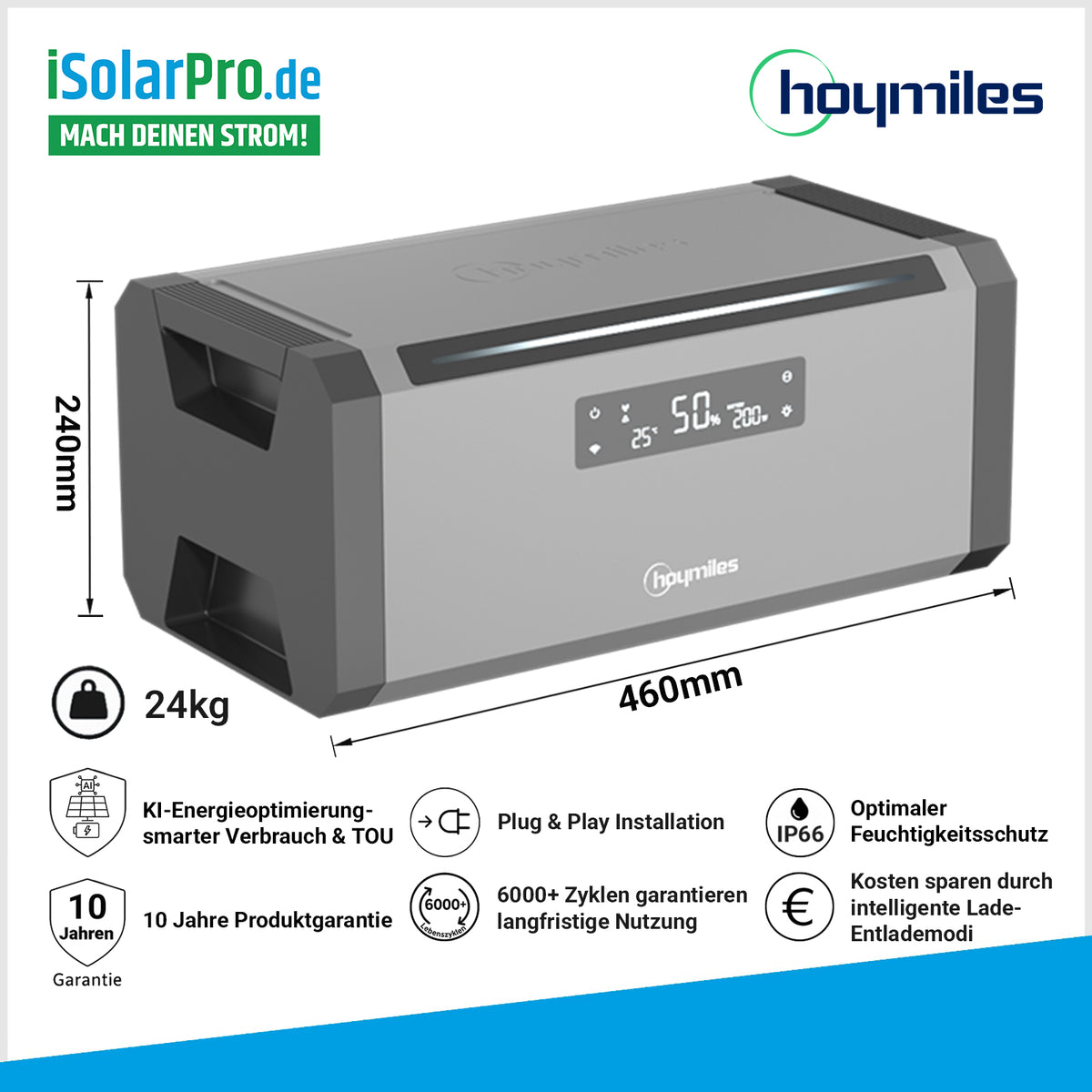 1,92 kWh Hoymiles HiBattery 1920 AC â Balkonbatterie 1,92 kWh HB-1920-AC-SV Speicher