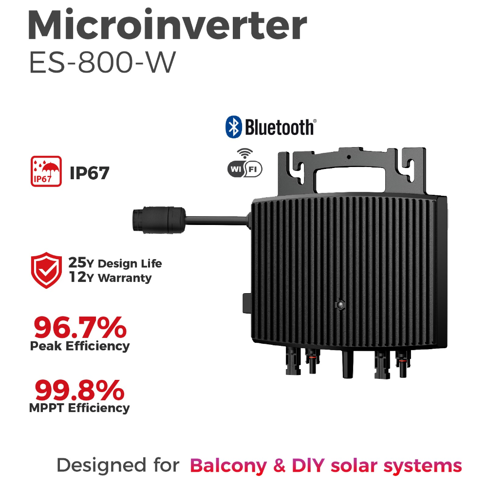 800W ESTAR ENERGY ES-800-W Mikro Wechselrichter Integriertes Wi-Fi & Bluetooth Inverter Solar Balkonkraftwerk