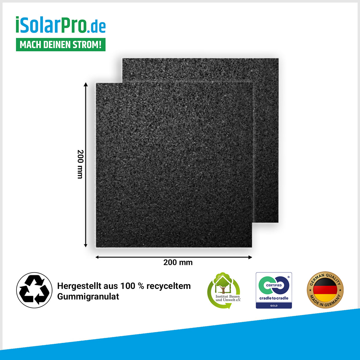Bautenschutzmatten 200 Ă 200 Ă 12 mm â passend fĂŒr PV-AufstĂ€nderungen HUX-POWERÂź & Wattstone