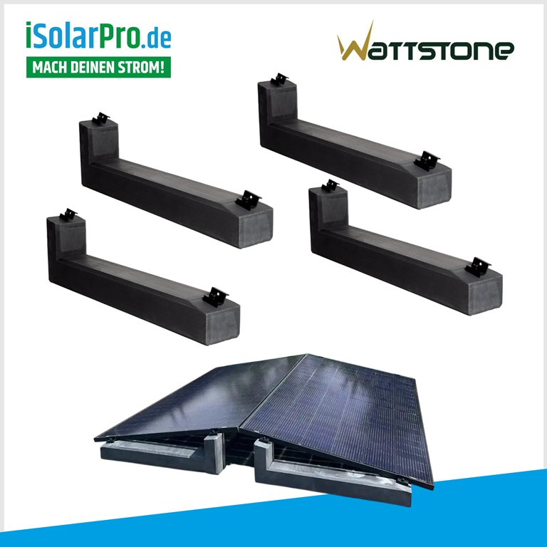 WATTSTONE 10° PV-AufstĂ€nderung fĂŒr 2-PV Module im Ost-West Aufbau inkl. Klemmen und Bautenschutzmatten