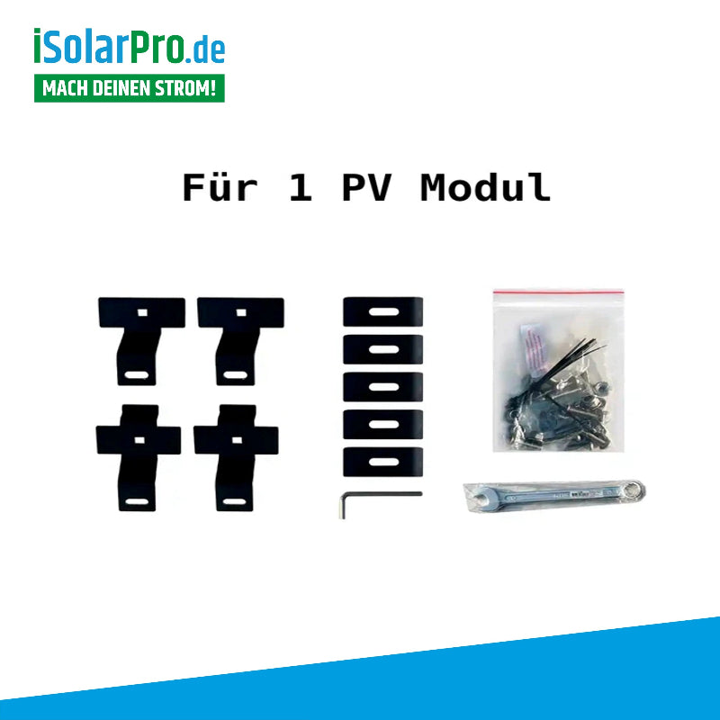 ZaunPV Wattstone Montagepaket für 1 x PV-Modul Stahl Schwarz