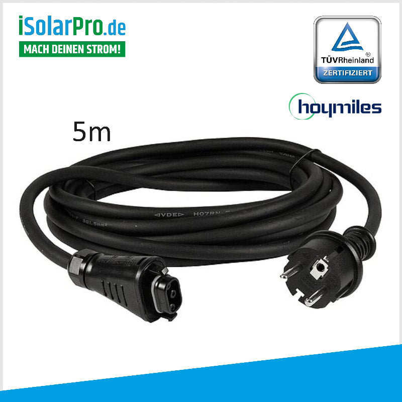 Anschlusskabel 5 Meter mit HMS Steckverbinder für Hoymiles HMS-Serie Mikrowechselrichter Schuko Stecker