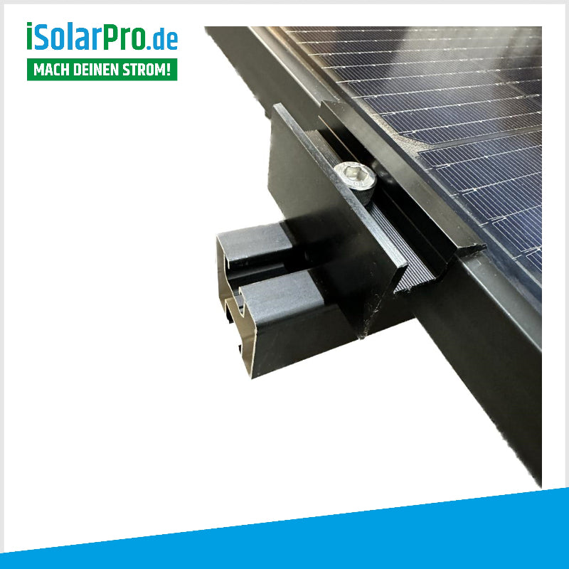 ISOLARPRO Dachmontage-Set schwarz für 1x Solarpanel 30mm Hochkant Ziegeldach / Balkonkraftwerk