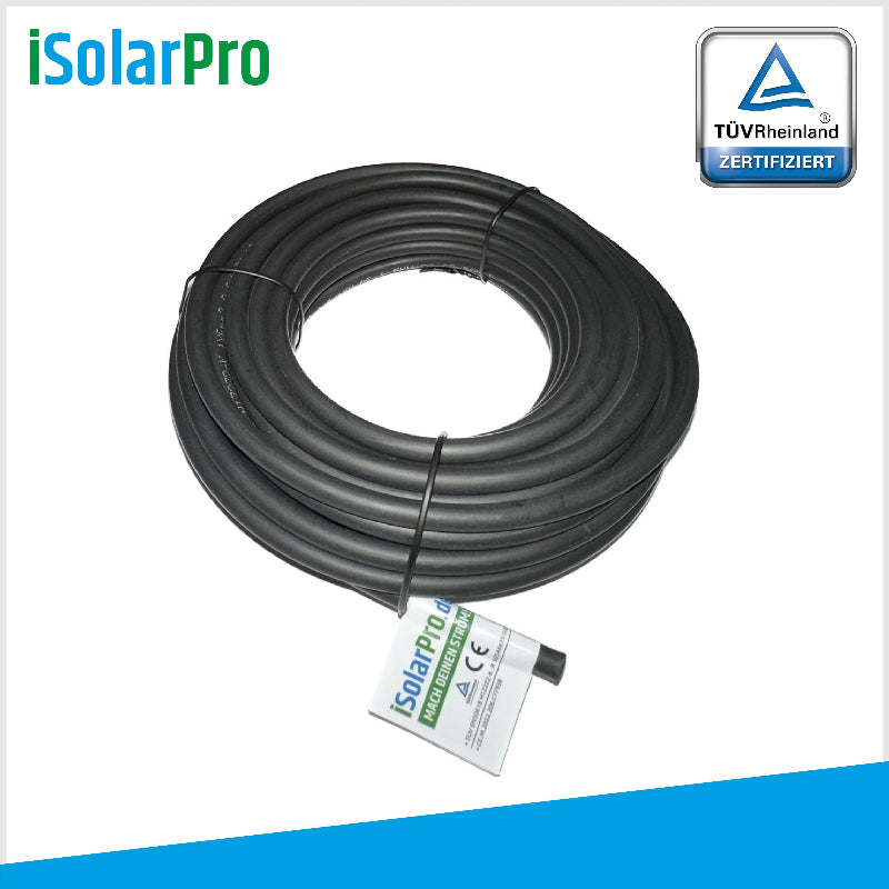 10m ISOLARPRO Solarkabel 6 mmÂČ Photovoltaik Kabel fĂŒr PV Anlagen schwarz