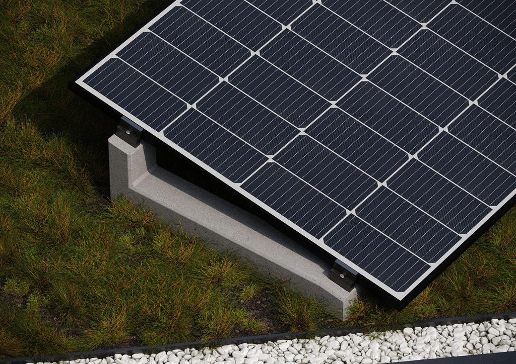 10 Grad HUXPOWER Flachdach Aufständerung aus Feinbeton Naturgrau für PV Solarmodule