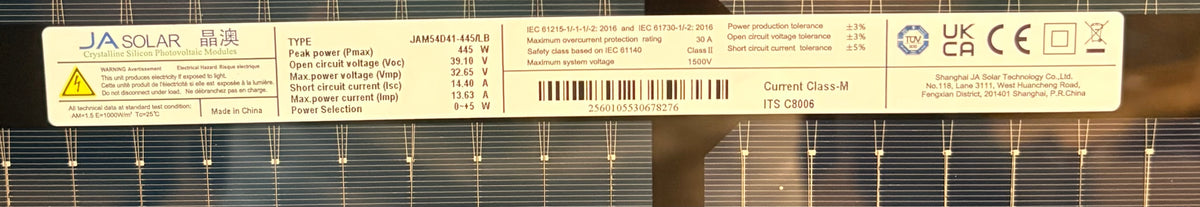 445w JA Solar JAM54D41-445/LB 
