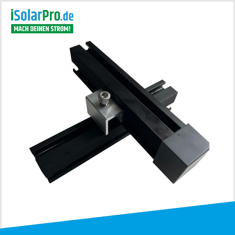 ISOLARPRO PREMIUM Aluminium-Kreuzverbinder für Solarmontageprofil 32x40 mm
ISOLARPRO PREMIUM Schienenendkappe SCHWARZ für Solarmontageprofil 32x40 mm