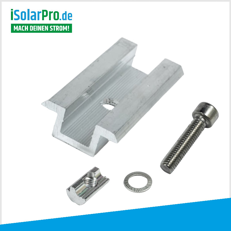 30/35/mm Mittelklemmen ALU für Solarmodule, Photovoltaik PV Montage