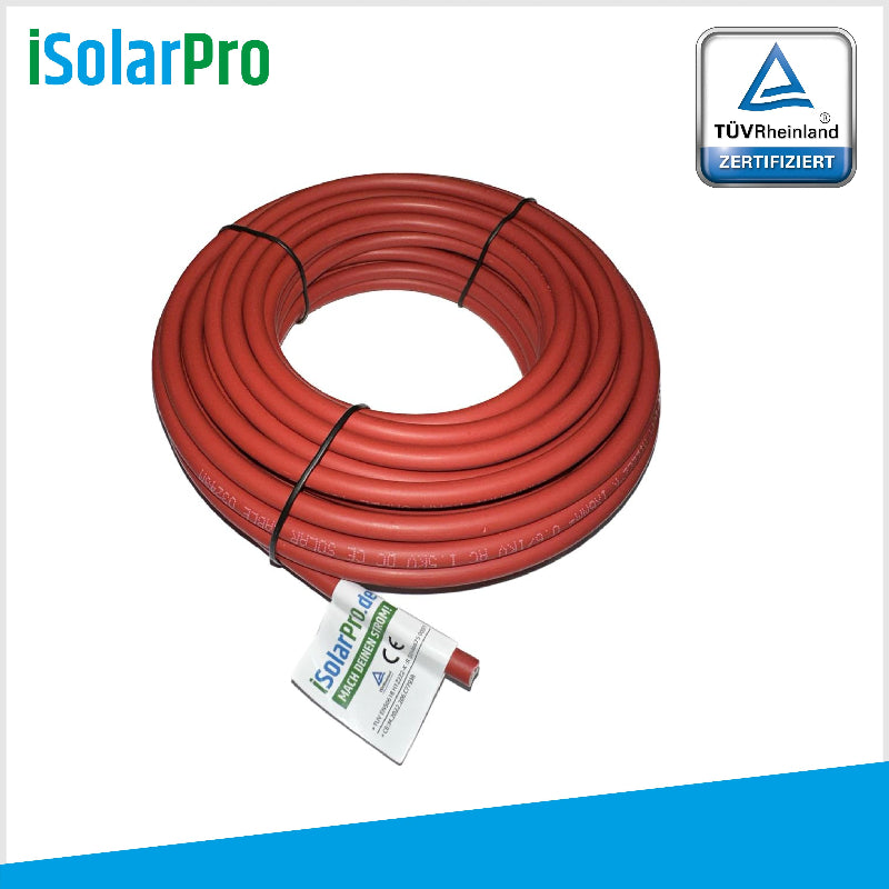 10m ISOLARPRO Solarkabel 4 mm² Photovoltaik Kabel für PV Anlagen rot
