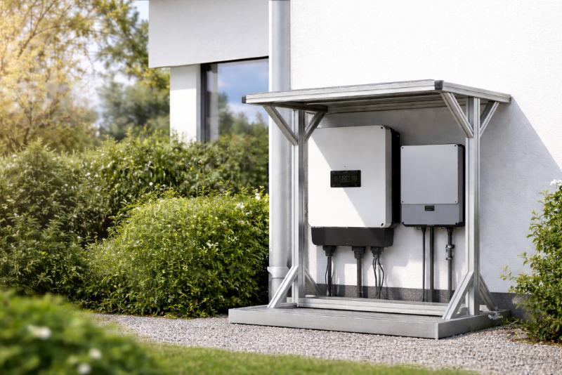 Wechselrichterunterstand DUO für 2 Wechselrichter Montiert