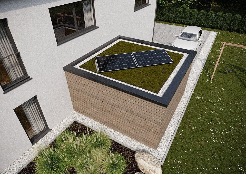 940W | 800Wp Balkonkraftwerk-Set – steckerfertig:  2x 470W Trina Vertex S+ Solarmodul + 1x ESTAR ENERGY ES-800-W Mikro Wechselrichter + HUX-POWER® 10° – Flachdachaufständerung für 2-Solarmodule im Reihenaufbau