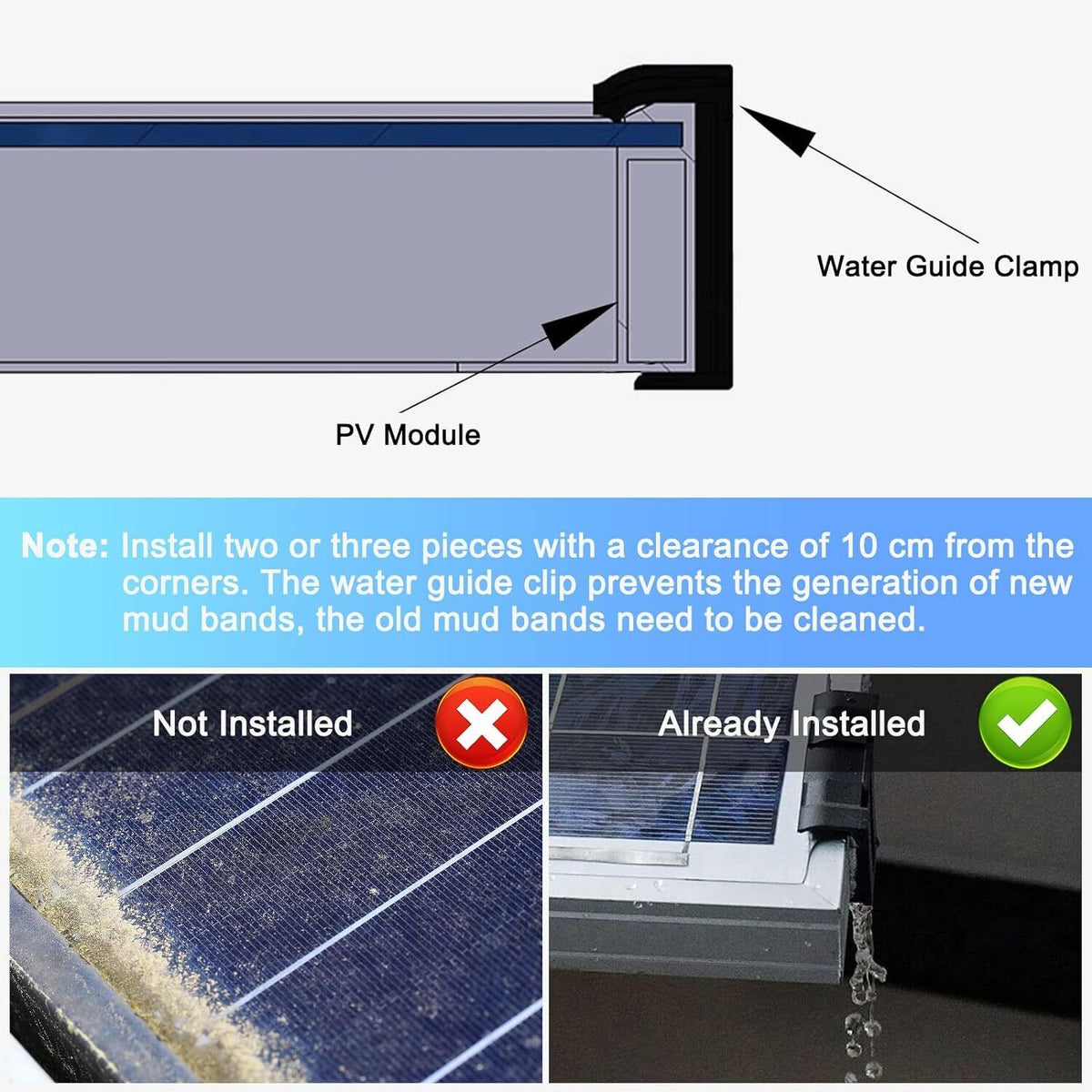 ISOLARPRO Solarpanel-Entwässerungsklammer Wasserablauf Clips PV Solarmodul Befestigung für Module 30mm