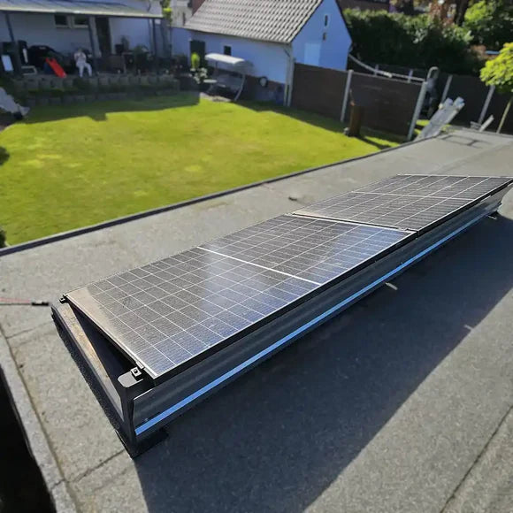 10 Grad HUX-POWER Flachdach Aufständerung aus Feinbeton Naturgrau für PV Solarmodule